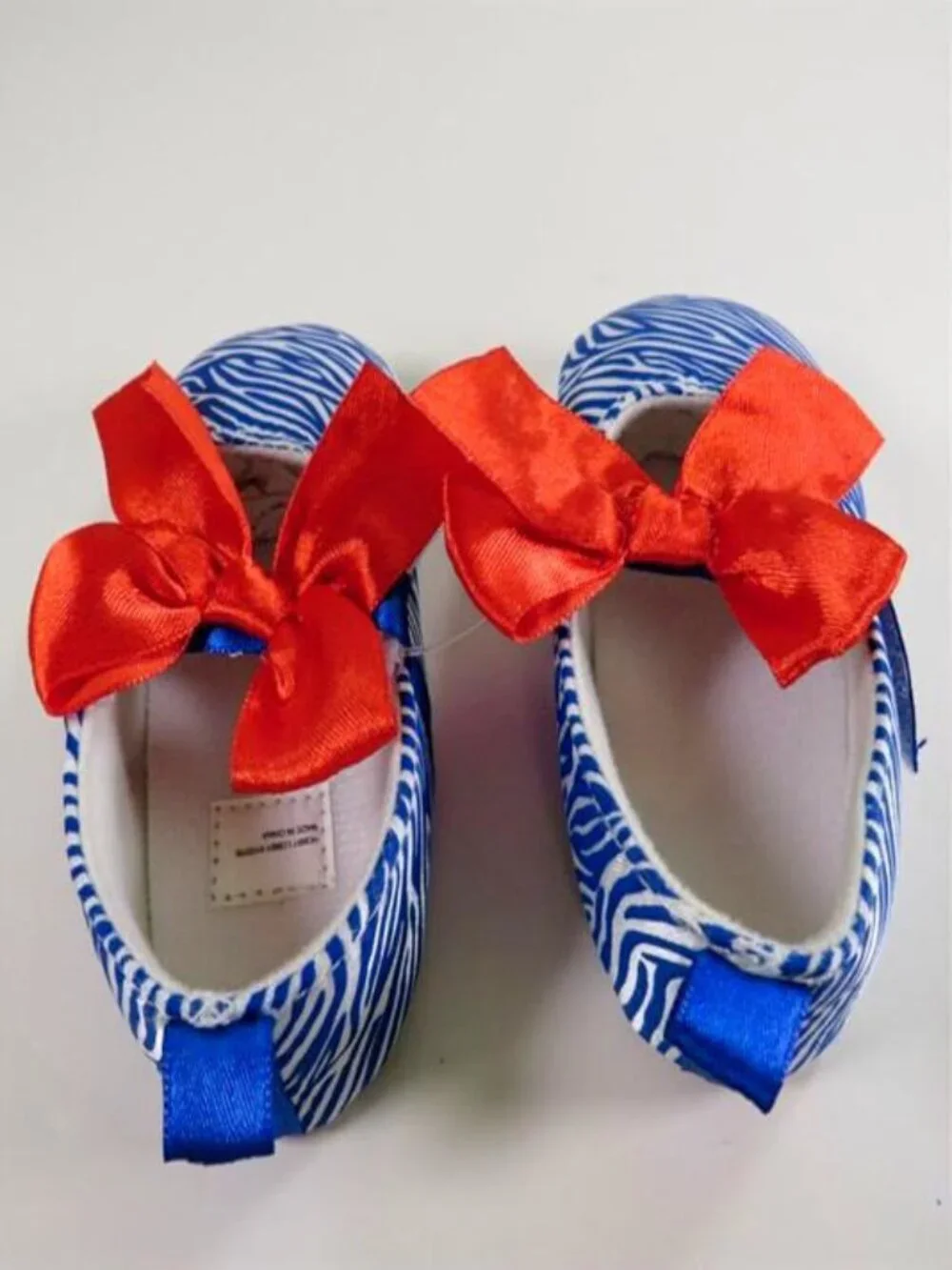 Baby Red White Blue Striped Baby Shoes with Red Bow Patriotic NEW